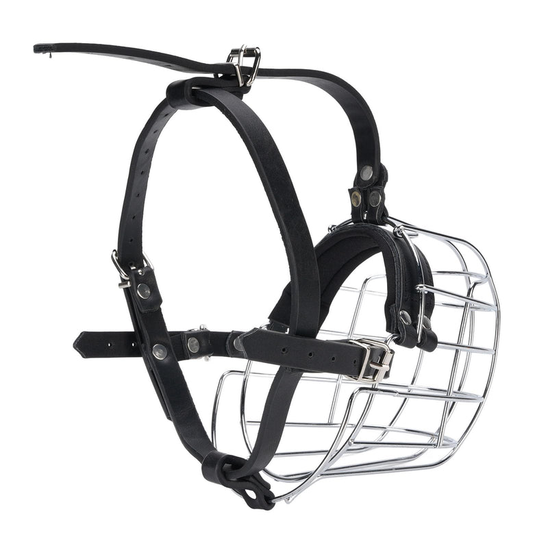 Dog Muzzles to Prevent Biting, Metal Wire Basket Muzzle with PU Leather Straps Breathable Secure Cage, for Medium Large Sized Dogs - PawsPlanet Australia