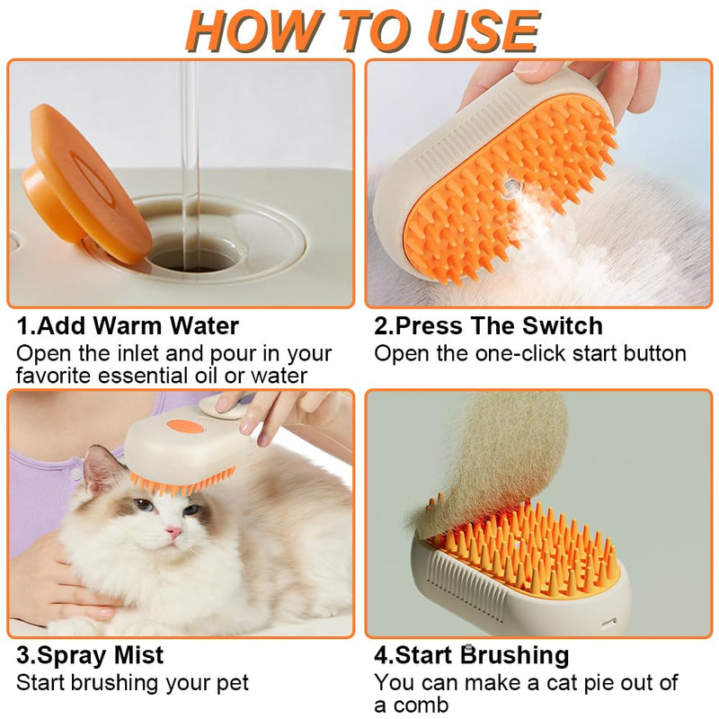 Cat Steam Brush for Shedding - 2025 New Cat Grooming Brush With Steam, Rechargeable Steam Pet Brush for Dogs and Cat,Anti-Static Steam Pet Brush,Massage, Cleaning, Shedding & Combing All In One Khaki - PawsPlanet Australia