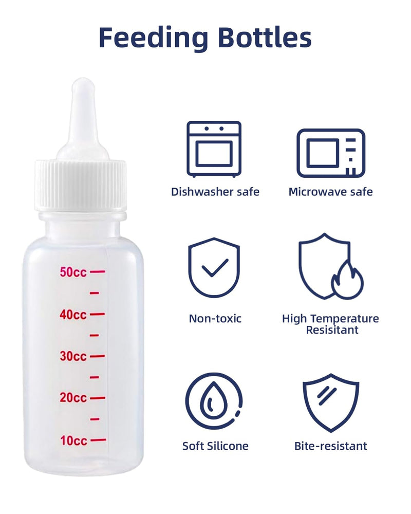 Pet Nursing Bottle, Pet Feeding Nipple, Nursing Bottle Kits for Feed Puppy & Kitten Milk, with 1 * Pet Feeding Bottle, 4 * Pet Feeding Nipple, Fit for Kittens, Puppies, Rabbits, Squirrels - PawsPlanet Australia