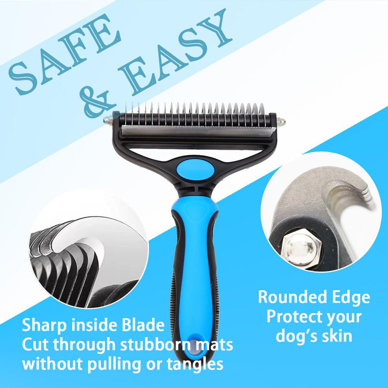 2-in-1 Dog Brush for Shedding & Deshedding – Flea Comb & Undercoat Rake Grooming Tool for Long & Short Haired Dogs – Includes Pet Grooming Glove for Shedding and Flea Removal - PawsPlanet Australia