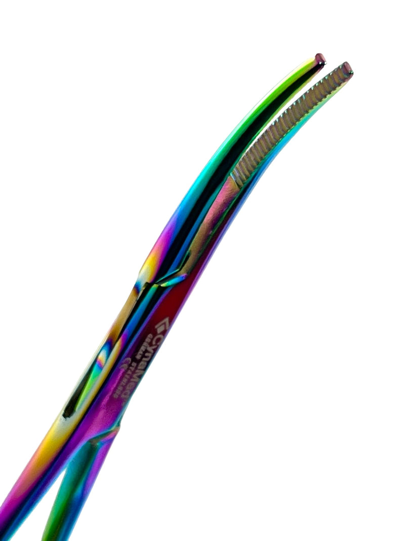 ArTLaB-1 Each Dog Pet Ear/Nose Hair Puller Grooming and Tick Removing Hemostat Locking Forceps Pliers, 5.5" (14cm), Straight Curved Forceps (Curved Rainbow 5.5") - PawsPlanet Australia