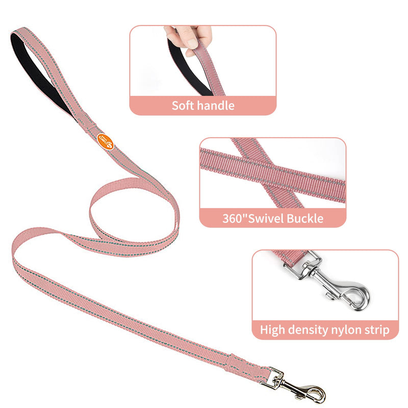 4 Ft Reflective Dog Leash Durable Nylon Puppy Leash with Reflective Threads and Comfortable Padded for Walking Dog Lead Great for Small and Medium Dog pink - PawsPlanet Australia