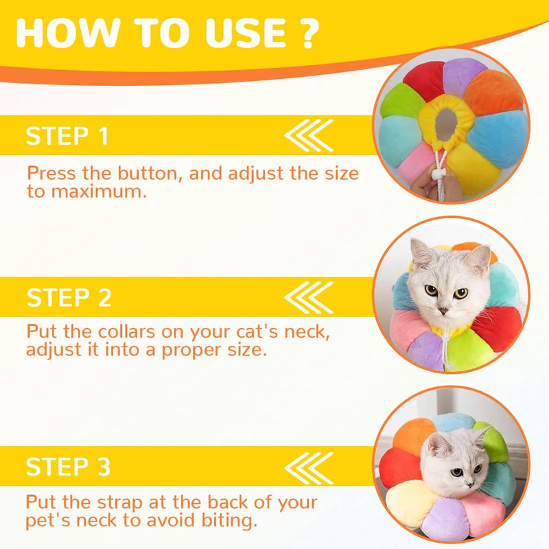 Cat Collar, Adjustable Collar, Lick Protection Cat for Cats and Small Dogs After Surgery, Color Soft Sunflower for Cat Recovery, Size M