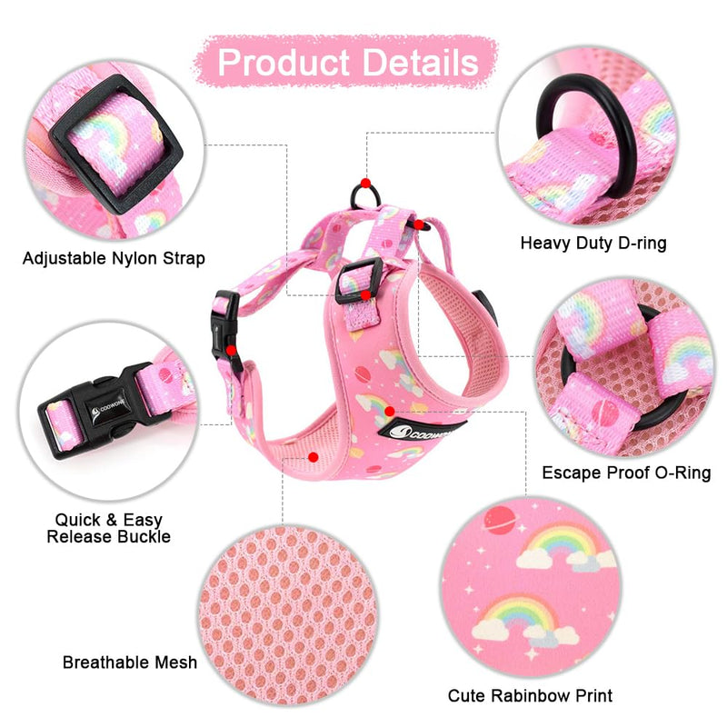 Dog Cat Harness and Leash Set, Puppia Soft Mesh Padded and Adjustable Puppy Vest Cute Dog Clothes Escape Proof Easy Walk Pet Accessories Rainbow L (Neck 15.7"-21"; Chest 19.6"-28.3") - PawsPlanet Australia