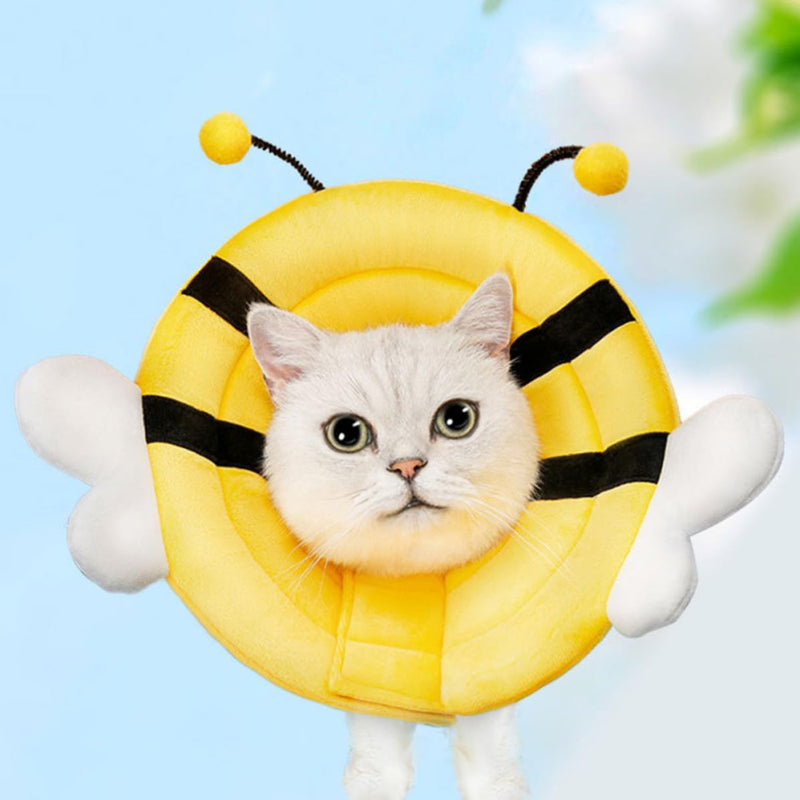 PRETYZOOM Creative Bee Surgery Neck Collar made of Sponge and Cotton Foldable Protective Collar for Dogs and Cats against Scratching and Licking Comfortable Pet Collar