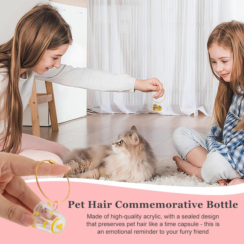 PUXING 5pcs Cat Fur Storage Bottle Cat Hair Keychain Cats Hair Holder Keychain Bottle Pendants Capsule Toys Pet Hairs Container with Tweezers/Comb(Color:B) B
