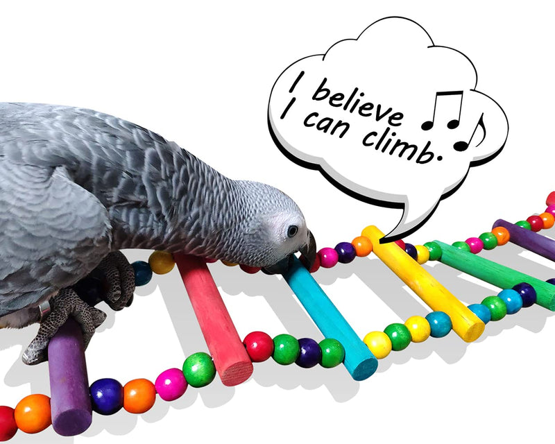 DS. DISTINCTIVE STYLE Bird Ladder Toys Coloured Flexible Parrot Swing Bridge Wooden Cockatiel Cage Hanging Climbing Ladder (39 in (16 Steps)) 39 in (16 Steps) - PawsPlanet Australia