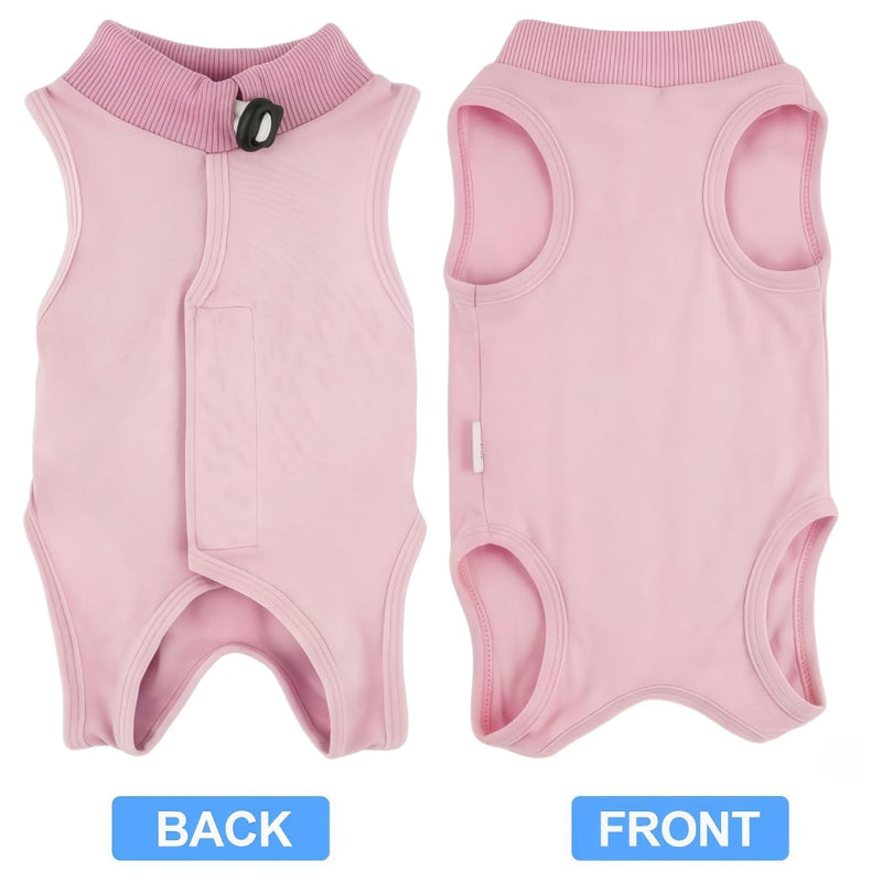 Cat Spay Recovery Suits Breathable Cotton Cats Surgery Clothes for After Surgical Abdominal Wound Skin Diseases Kitten Bodysuit for Female Cat Post Onesie Outfits Anti Licking, Pink (S) S(Chest Girth12.2 in,Back Length 8.26 in)