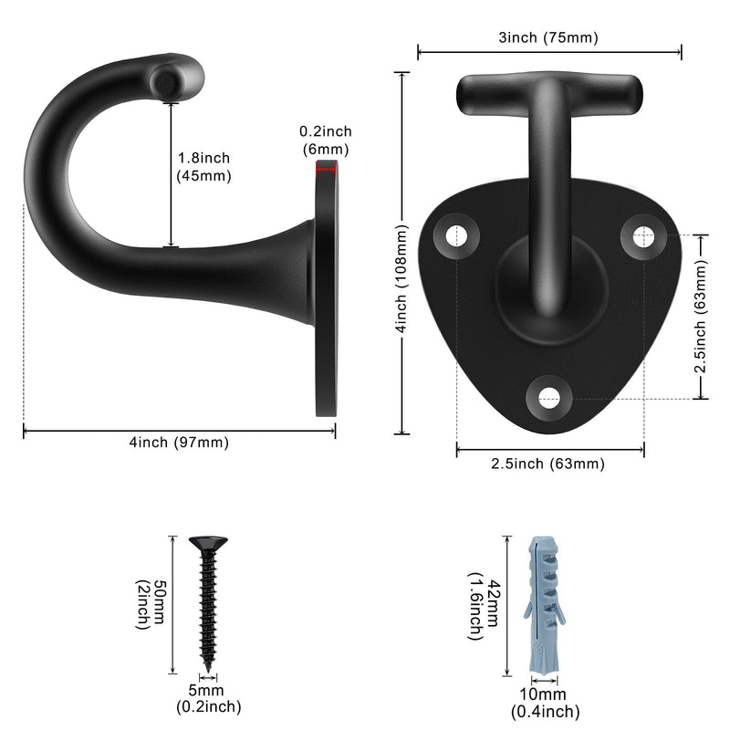 Dog Leash Hooks for Wall Black Dogs Leash Wall Mount Dog Hook for Leashs for Secure and Escape-Proof Hook for Lead Management - PawsPlanet Australia