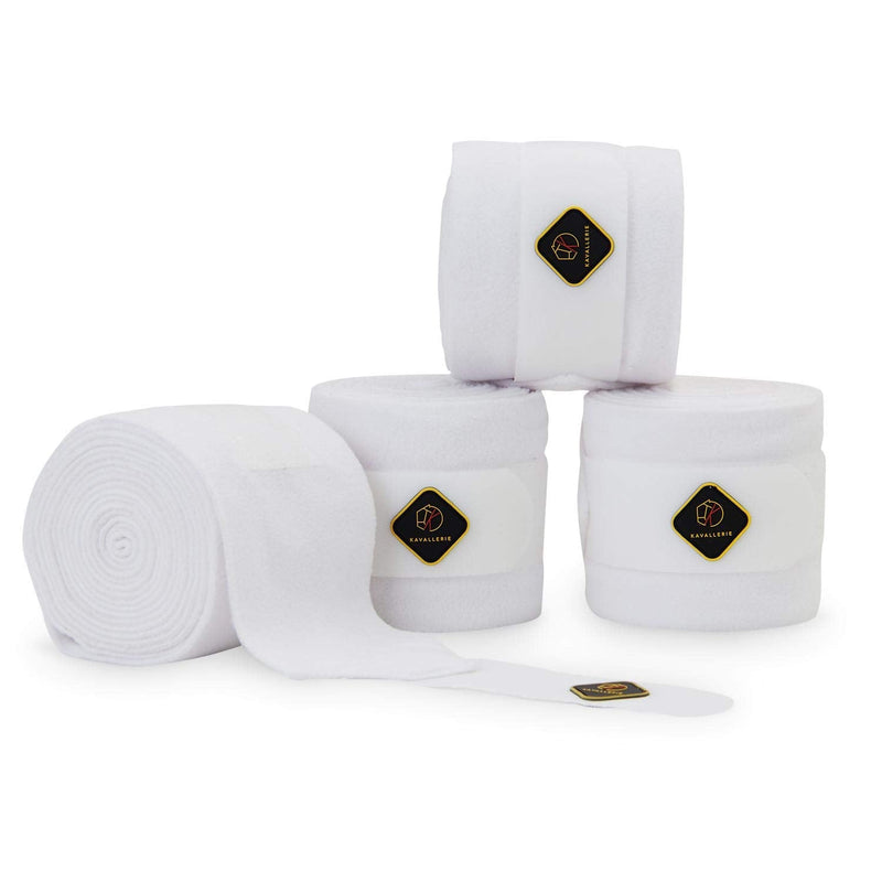 Kavallerie Classic Bandage for Horses, Distributes Pressure Evenly Therapeutic Breathable Fleece Material, Stretchy, Provides, Leg Protection and Support - White - (4 Units per Pack) 4 Pack