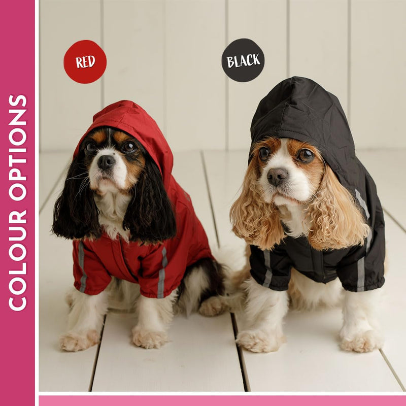 Pawbits Winter Jacket for Small Dogs - Fleece-Lined, Water Resistant, Reflective Coat with Hood for Dogs - Adjustable S, M, L, XL, XXL - Designed for Small Dogs X-Large Red - PawsPlanet Australia