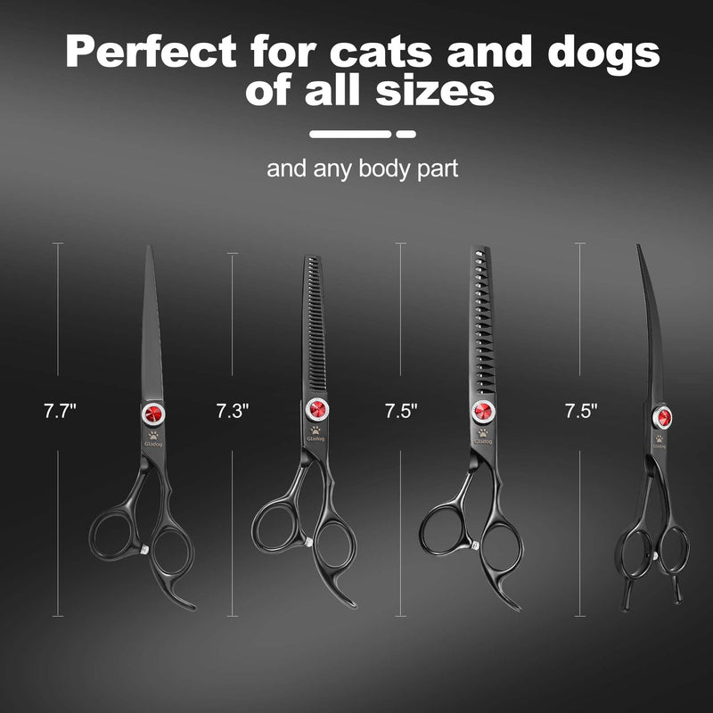 7 Inch Titanium Professional Dog Grooming Scissors Kit & Blue Set - PawsPlanet Australia