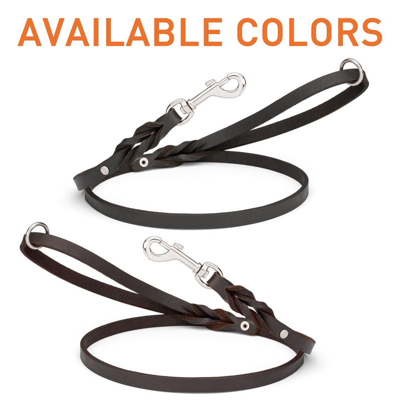 Viper Leather Dog Leash 4ft, Dog Training Leash with Nickel Plated Hardware, Leather Leash for Dogs Large Medium Small Breeds (W 3/4" - L 4 FT Brown Nickel) - PawsPlanet Australia