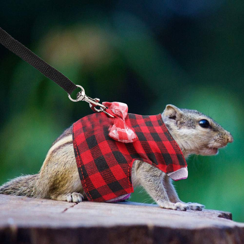 Pet Rabbit Traction Rope, Pet Small Animal Bunny Hamsters Harness Chest Strap Red Grid Blue Stripes 2 Pieces(M) Medium - PawsPlanet Australia