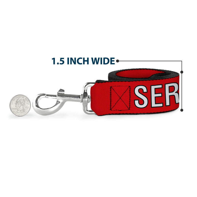 Buckle-Down Pet Leash, Dog Leash, Service Dog Text Red Black White, 4 Feet Long 1.0 Inch Wide 4 Feet Long - 1" Wide - PawsPlanet Australia