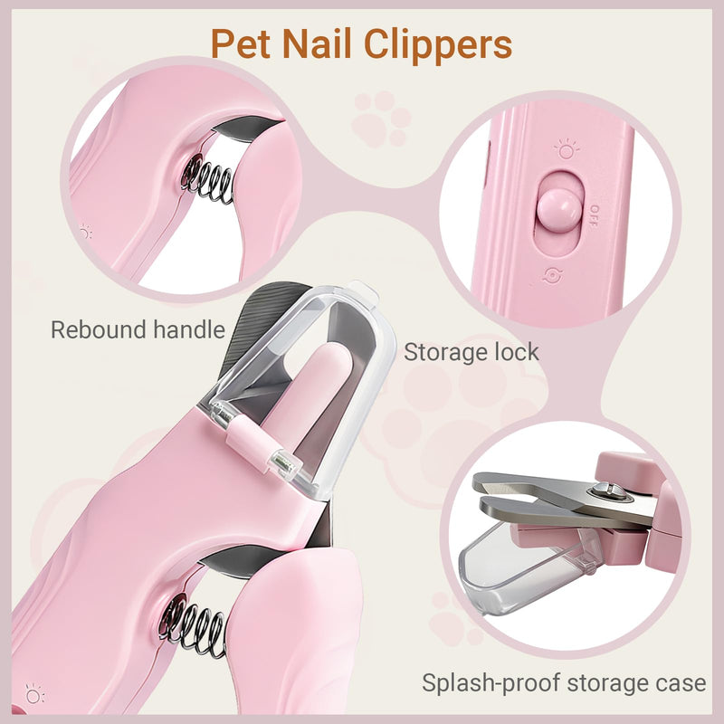 2 in 1 Dog & Cat Nail Clippers Grinder with Lights, Quick Sensor Safety Guard & Ultra-Quiet USB Rechargeable Cat & Dog Nail Trimmers for Pets Nail Grinder with 2 Bells for Women(Pink) - PawsPlanet Australia