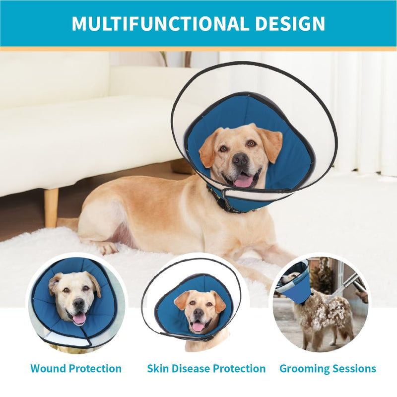 Dog Cone Collar, Pet Cone for Dogs to Stop Licking, Comfy Dog Cones for Large Medium Small Dogs, Soft Cones for Dogs After Surgery, Cone of Shame for Dogs Head Neck Elizabethan Collar Blue, SM SM(12"-14.3") - PawsPlanet Australia