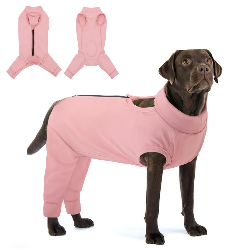 KOESON Dog Recovery Suit Hind Leg, Recovery Sleeve for Female Male Dogs, Pet Leg Sleeve to Stop Licking, Pet Rear Leg Wound Cover, Dog Spay Onesie for Wound Heal Care XX-Large Pink