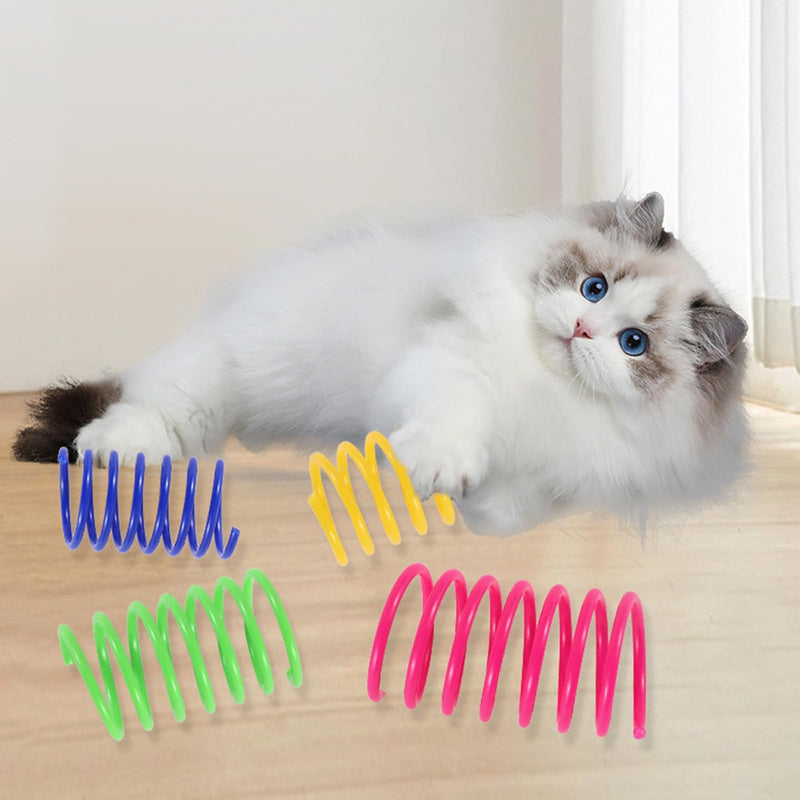 Shudyear Pack of 40 cat Coil Springs for Indoor Cats, Colourful and Durable Plastic Spring coils to Attract Cats, Chewing, Hunting, Interactive Toys for Cats and Kittens (40pc) 40pc - PawsPlanet Australia