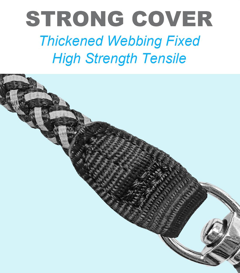 2/3/4/6/10 Foot Reflective Dog Leash Strong Nylon Rope Braided Heavy Duty for Large and Medium Small Dogs Walking Training Leads (Black, 3ft * 1/2") 3ft * 1/2" Black - PawsPlanet Australia