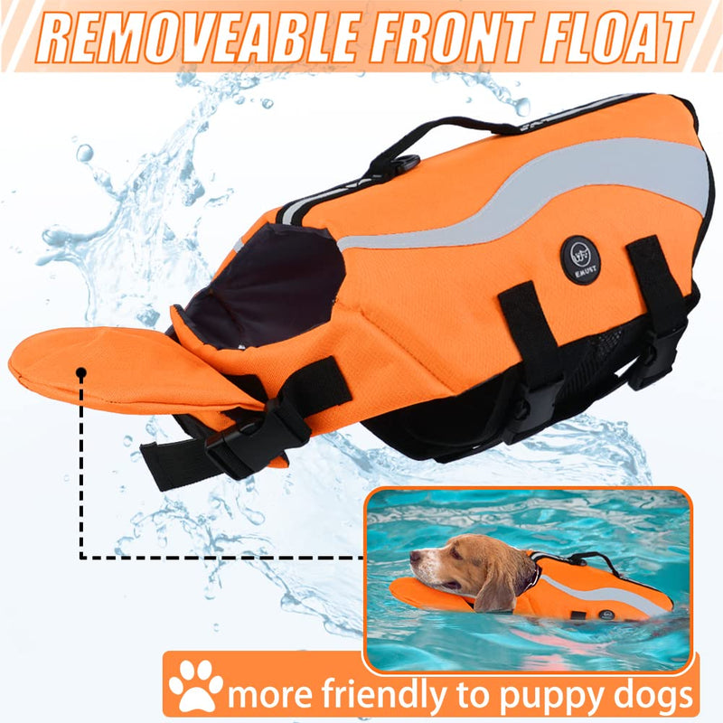 EMUST Dog Life Vests, Adjustable Life Jackets for Small Dogs with Enhanced Buoyancy, Small Dog Swim Vest with Durable Rescue Handle, Orange,XS XS - PawsPlanet Australia