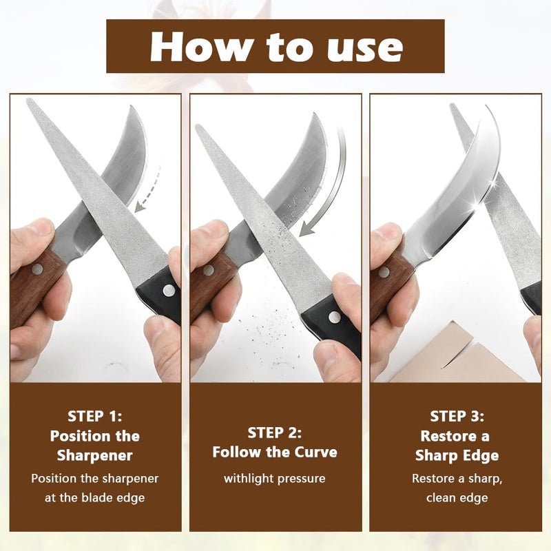 Hoof Knife Sharpener Honing Rod - 10 InchDiamond Coated Farrier Tool with Ergonomic Solid Wood Handle for Hoof Knives & Farm Knives