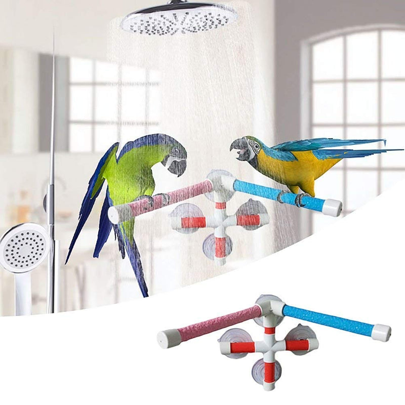 Hypeety Portable Suction Cup Bird Window and Shower Perch Toy for Bird Parrot Macaw Cockatoo African Greys Budgies Parakeet Bath Double Stand Perch Toy - PawsPlanet Australia