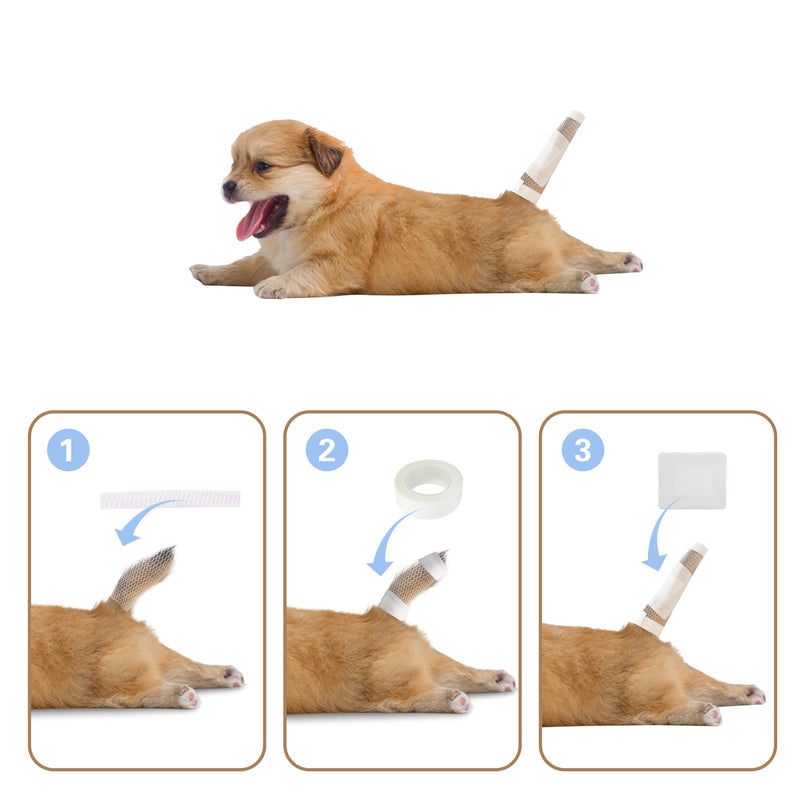 Dog Tail Guard Dog Tips Set Self Adhesive Bandage Dog Tail Dressing Vet Wrap for Dogs Pets Animals