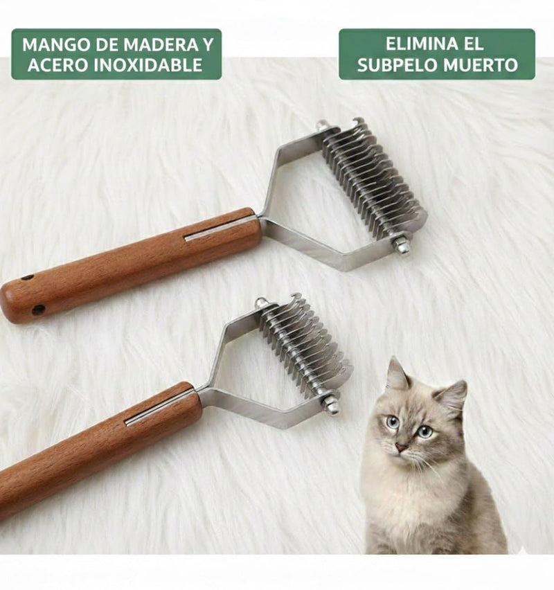 Wooden Cat and Dog Comb - Double Sided Detangling Brush for Pets, Removes Knots and Dead Hair - PawsPlanet Australia