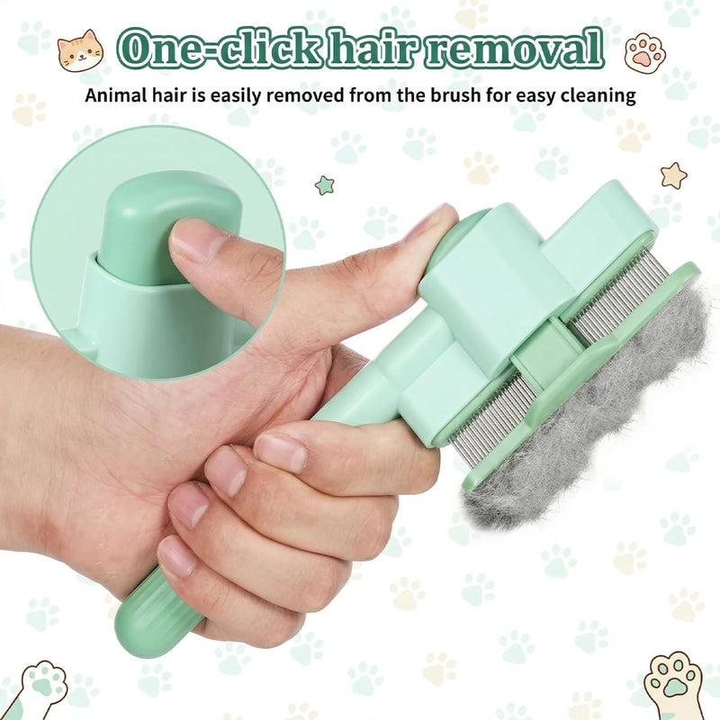 2 PCS Dual-Sided Flea Comb for Dogs & Cats, Stainless Steel Teeth De-shedding Brush | Effective Pet Grooming Tool for Shedding Control | Cat, Dog Brush for Indoor Pets