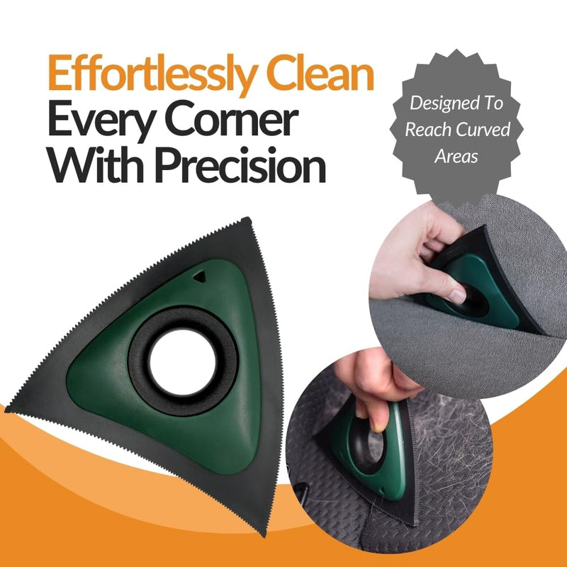 Pet Hair Detailer for Car & Home- Pet Hair Remover for Interior Car Detailing Kit- Triangle Cat & Dog Hair Removal Tool- Car Cleaning Kit- Washable Pet Hair Removal Tool for Couch, Furniture, Carpet Black - PawsPlanet Australia