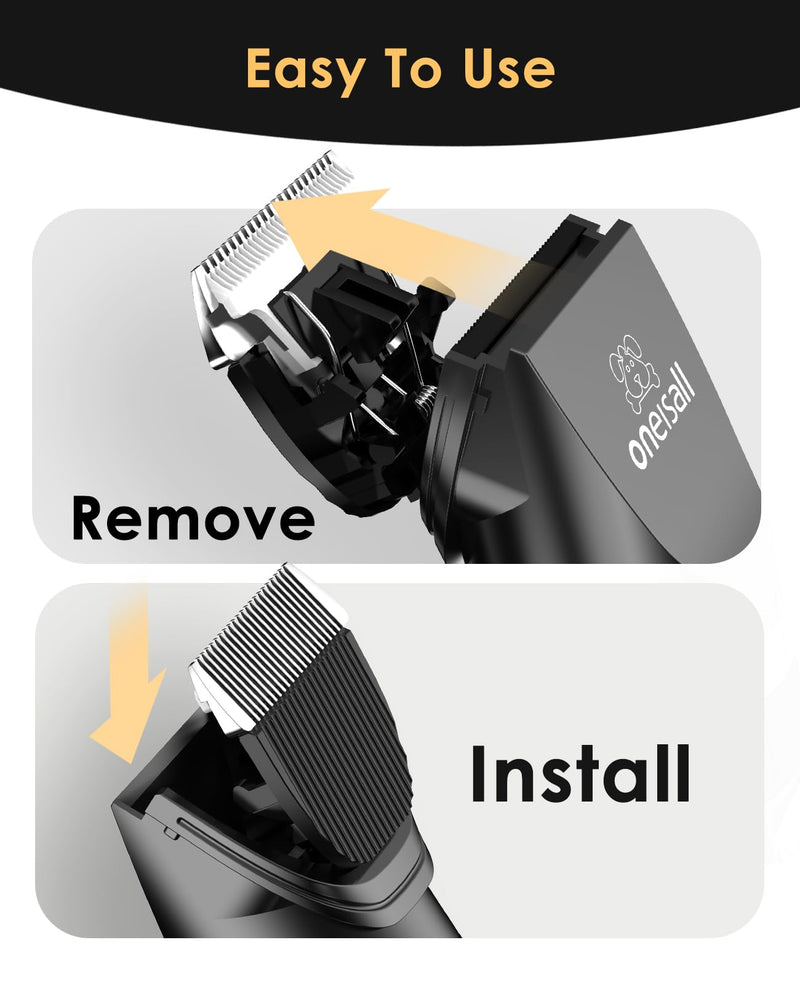 oneisall Quiet Cat Clippers for Matted & Long Hair, 2-Speed Cordless Pet Shaver Grooming Kit for Cats, Small Dogs & Animals (Black) Black - PawsPlanet Australia