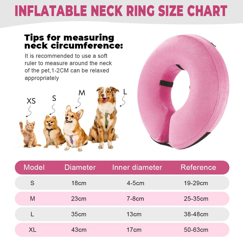Inflatable Collar Dog Cat Dog Collar Leak Protection Soft Collar Dogs After Surgery with Adjustable Fastening Protective Collar Dog Collar Cat Inflatable Dog Collar for Recovery M