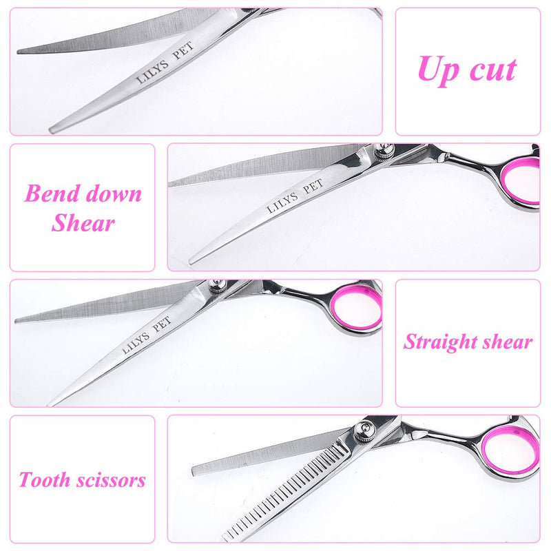 LILYS PET Professional PET DOG Grooming scissors suit,RED ring, Cutting&Curved&Thinning shears (7.0") 7.0" - PawsPlanet Australia