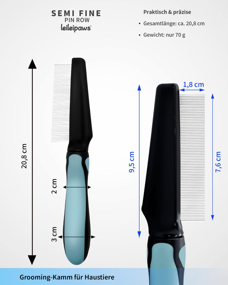Flea Comb for Short Haired Dogs & Cats - Fine Toothed Lice Comb & Tick Comb Against Fleas, Nits & Dirt - Rustproof Pet Comb with Non-Slip Handle