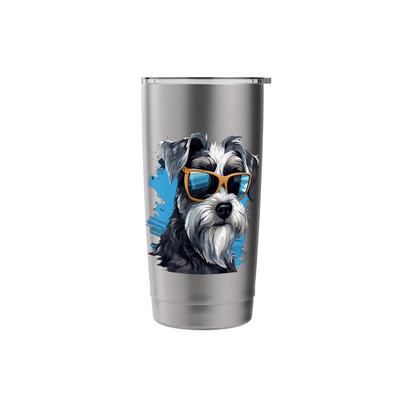 Schnauzer Dog Breed Pet with Sunglasses Cute Graphic Stainless Steel Insulated Tumbler Brushed Steel 20 Ounces
