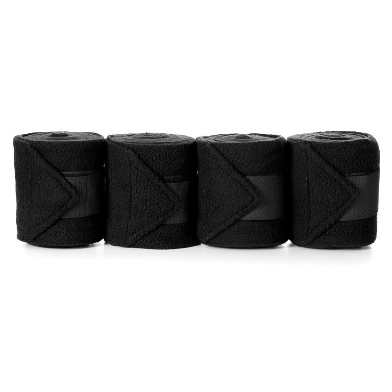 Equinavia Luna 9' Fleece Polo Wraps, Set of 4 Horse Leg Bandages with Storage Bag | Black - One Size - Black - One Size