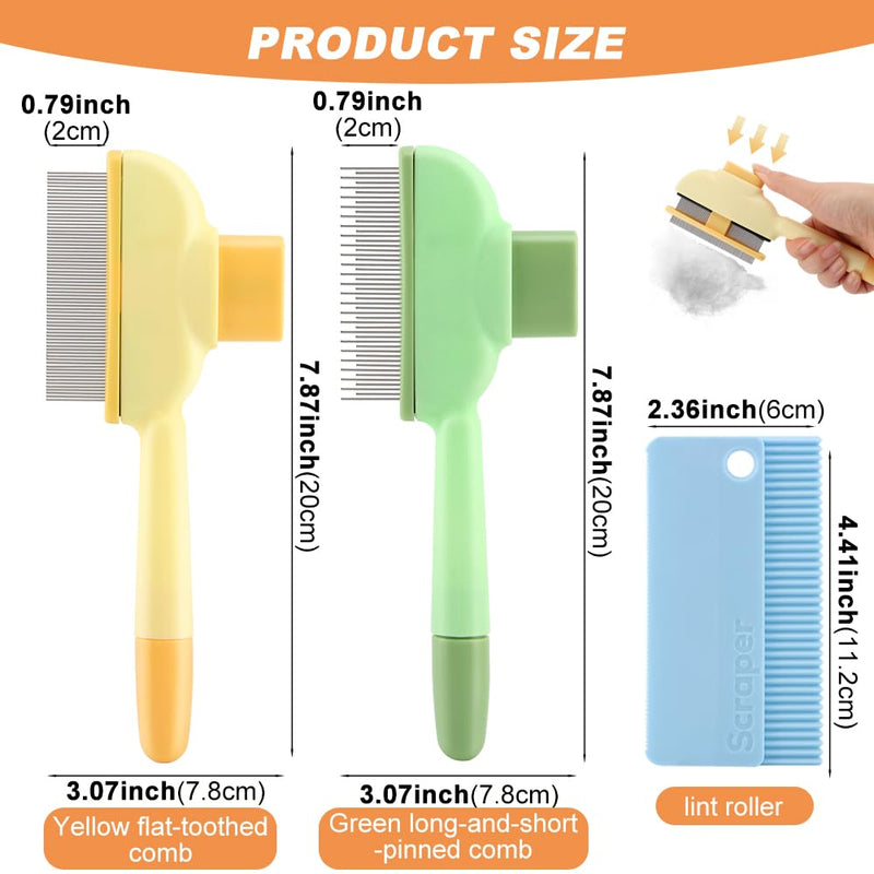 Pet Comb for Dogs Cats Brush, Flea Comb with Long Short Stainless Steel, Self-Cleaning Pet Brush for Shedding - PawsPlanet Australia