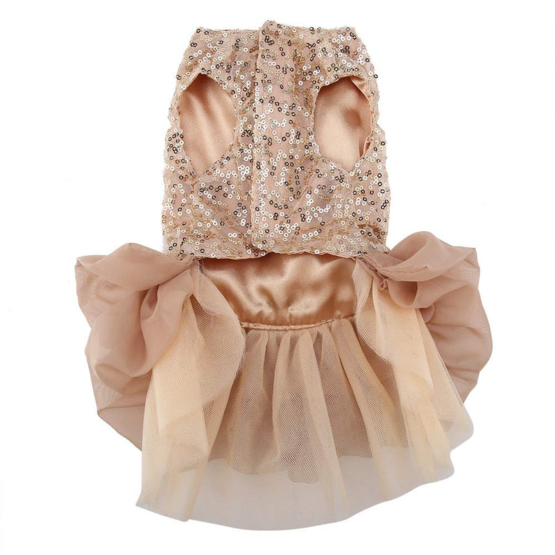 Small Dog Wedding Dress Walfront Rose Gold Sequined Princess Bubble Skirt (M)