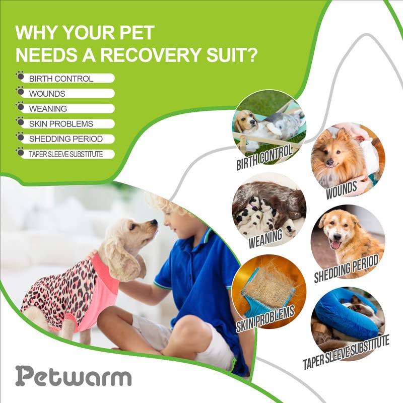 PetWarm Post-Spay & Neuter, Weaning, Prevents Licking After Surgery Onesie for Male & Female, Recovery Suit for Dogs with Sleeves, Dogs Cotton Protect Abdominal Dog Cat After Surgery Dog Onesie,Large Large Pink - PawsPlanet Australia