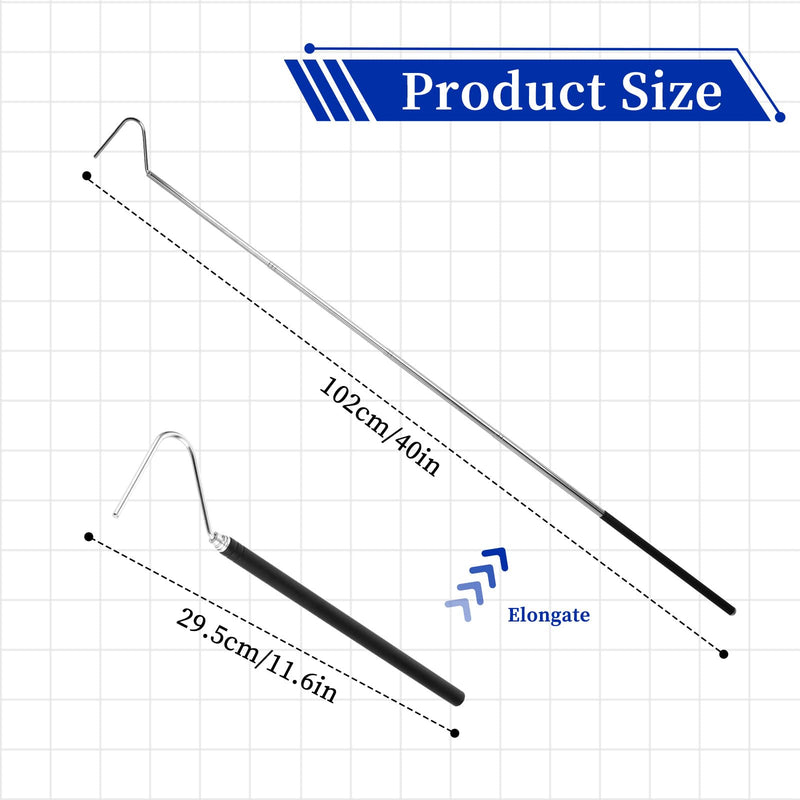 40 Inch Snake Hook, Stainless Steel Extensible Grappling Hook, Pick-Up Handling Tool, Pet Snake Accessories, Pool Skimmer Basket Hook - PawsPlanet Australia