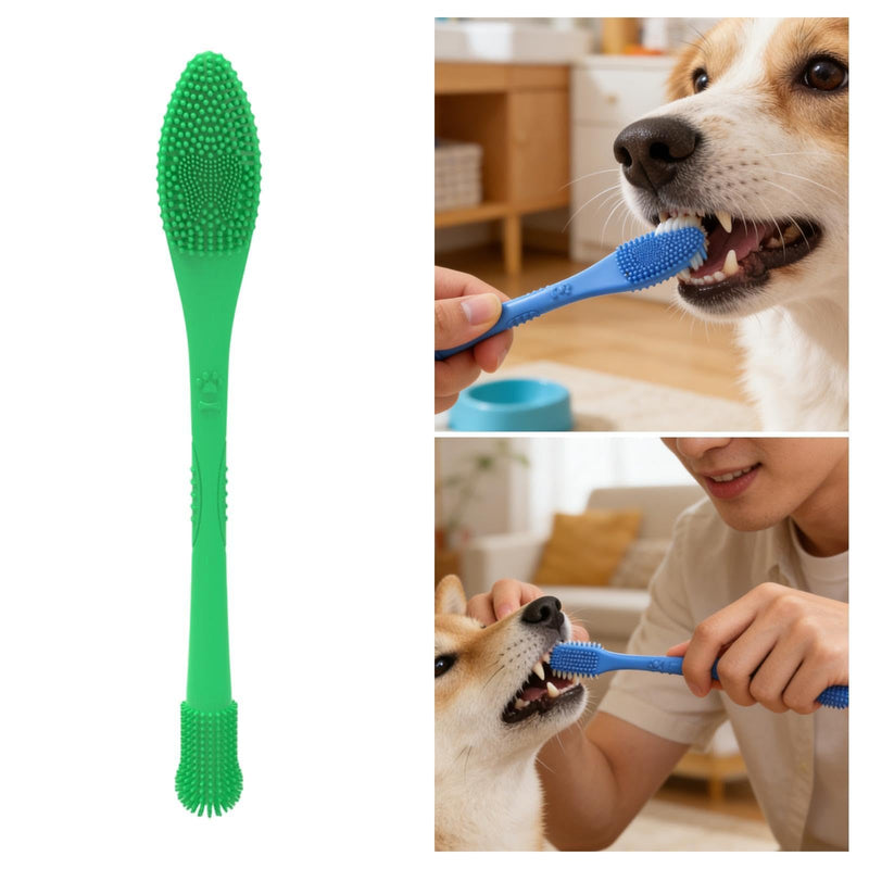 Pet toothbrush, cat care, toothbrush for dogs and cats as well as for small animals, green