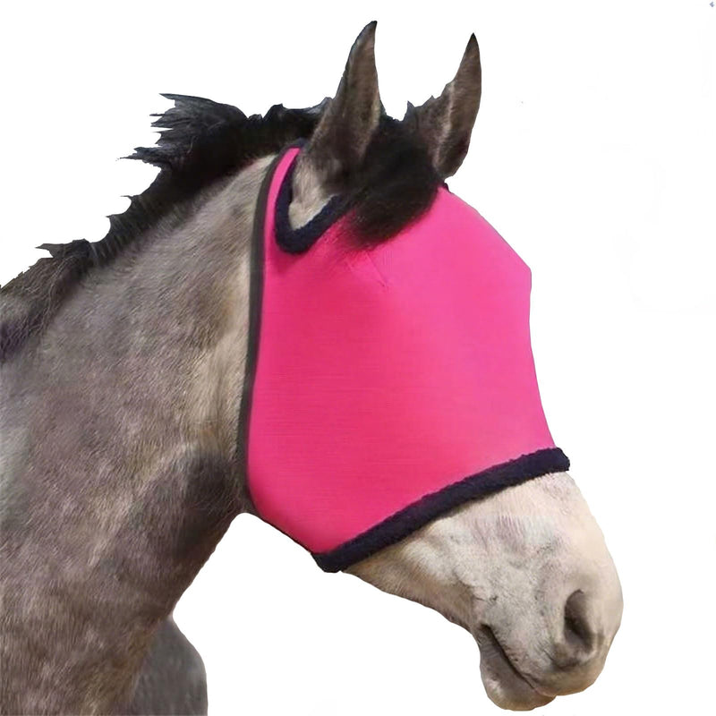 Pink Horse Fly Mask Large Space Breathable UV Protection Comfort Full Face Mesh Horse Fly Mask with Adjustable Strap for Horses Pink