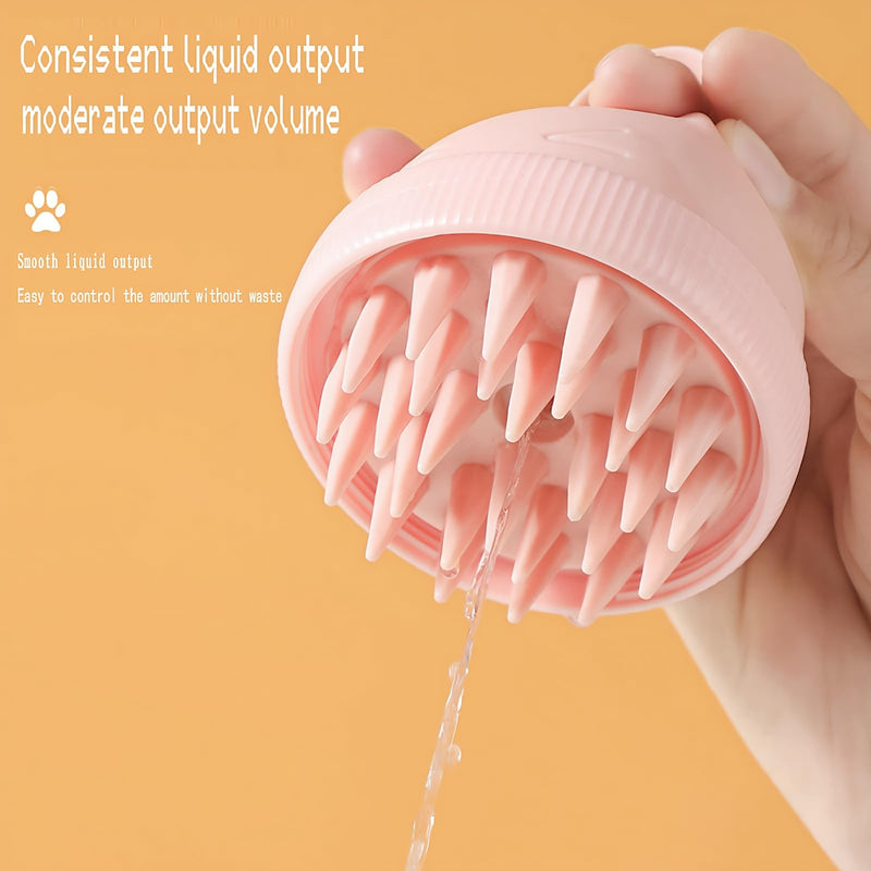 Silicone Cat Bath Brush – Pet Bathing Tool with Integrated Shampoo Dispenser, Soft Massage Brush for Cats & Small Pets, Hygienic and Durable Grooming Solution (Purple) Purple - PawsPlanet Australia