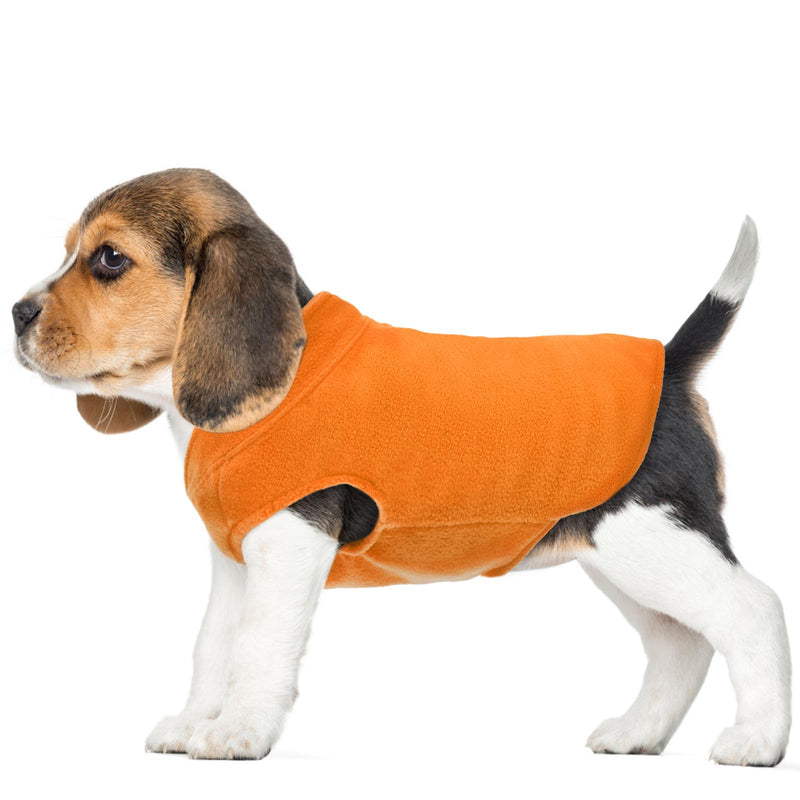 FUAMEY Dog Fleece Vest,Warm Sweatshirt Puppy Stretchy Sweater Pullover Dog Turtleneck Coat Dog Winter Jacket with Leash Hole, Dachshund Sweaters Yorkie Clothes for Small Medium Large Dogs Orange XS X-Small