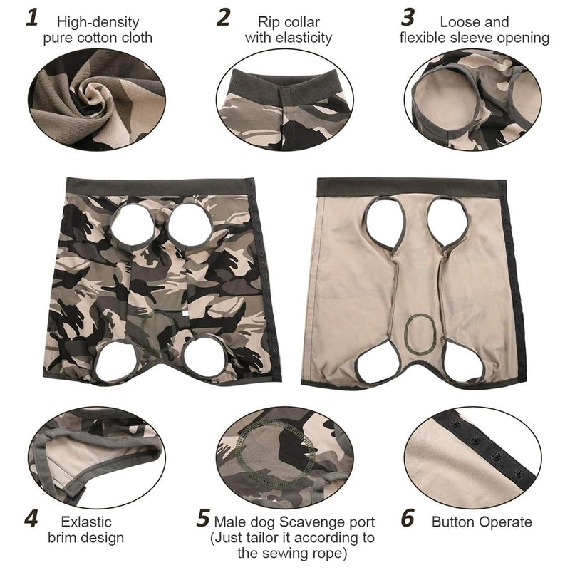 Body Dog After Surgery, Surgery Body Dog Castration Dog Body After, Wound Protection Professional Pet Recovery Suit, Dog Pajamas for Small Medium Dogs (Camouflage, M)