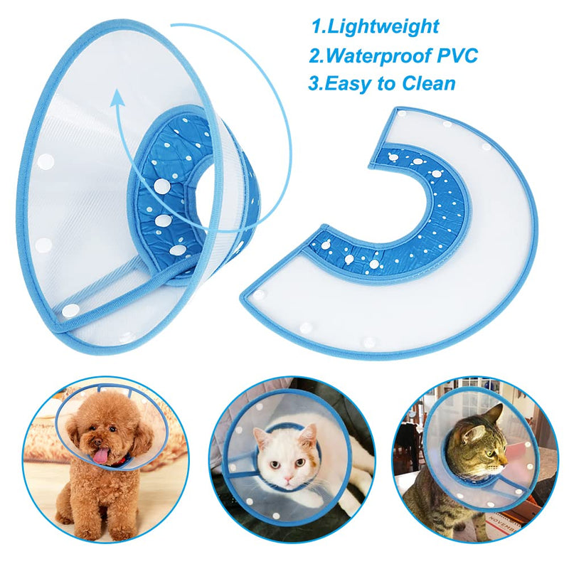 Vivifying Dog Cones for Small Dogs, Adjustable 8-9.6 Inches Soft Lightweight Elizabethan Collar for Small Dogs and Large Cats to Stop Licking Wounds After Surgery(Blue) L(Neck: 8.0-9.6 in) Blue