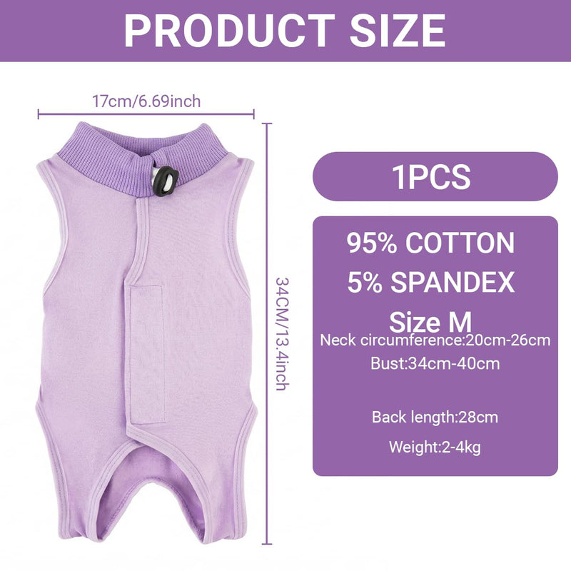 Cat Bodysuit After Surgery M Purple Recovery Suit Cat Bodysuit for Cat After Surgery and Castration, Cat Clothing Protective Suit Suitable for Recovery and Care