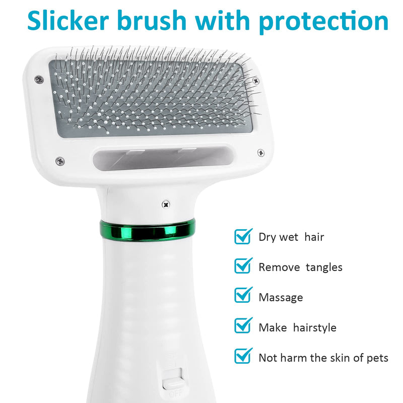 TekkPerry Pet Hair Dryer, 2 in 1Pet Grooming Dryer with Slicker Brush, Adjustable 2 Temperatures Settings, Quiet Portable Dog Dryer Brush, Dog and Cat Hair Brush for Small and Medium Dogs and Cats - PawsPlanet Australia