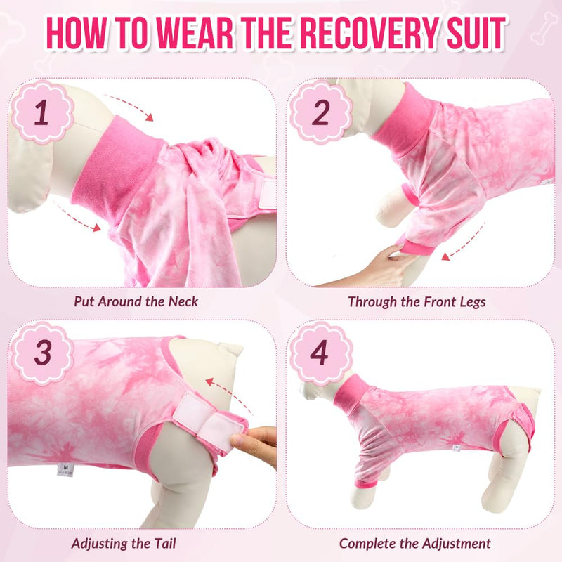 SlowTon Recovery Suit for Dogs - Soft Dog Surgery Suit for Female Male Dogs, Breathable Dog Surgical Recovery Suit After Spayed & Neuter Prevent Licking Onesie E-Collar & Cone Alternative (Pink, XL) XL (Back: 22.8-26", Weight: 57.3-70.6 LB) Pink Tie Dye